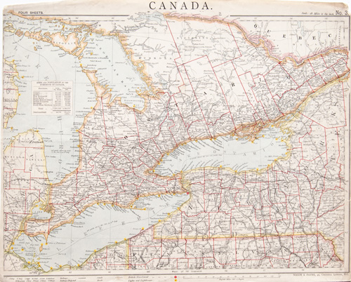 Ontario, with part of Quebec, New York, Pennsylvania and Michigan 1884